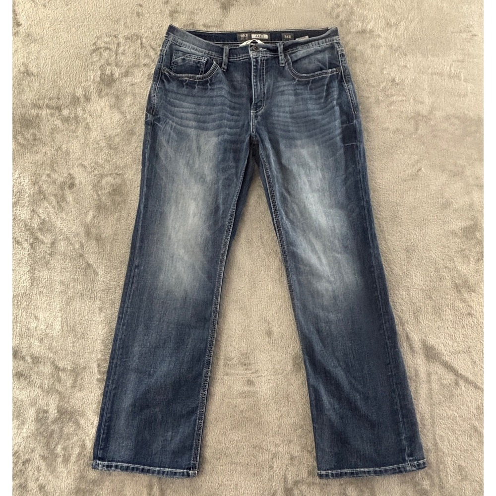 BKE Men's Bootcut Jeans - Dark Blue with Fading